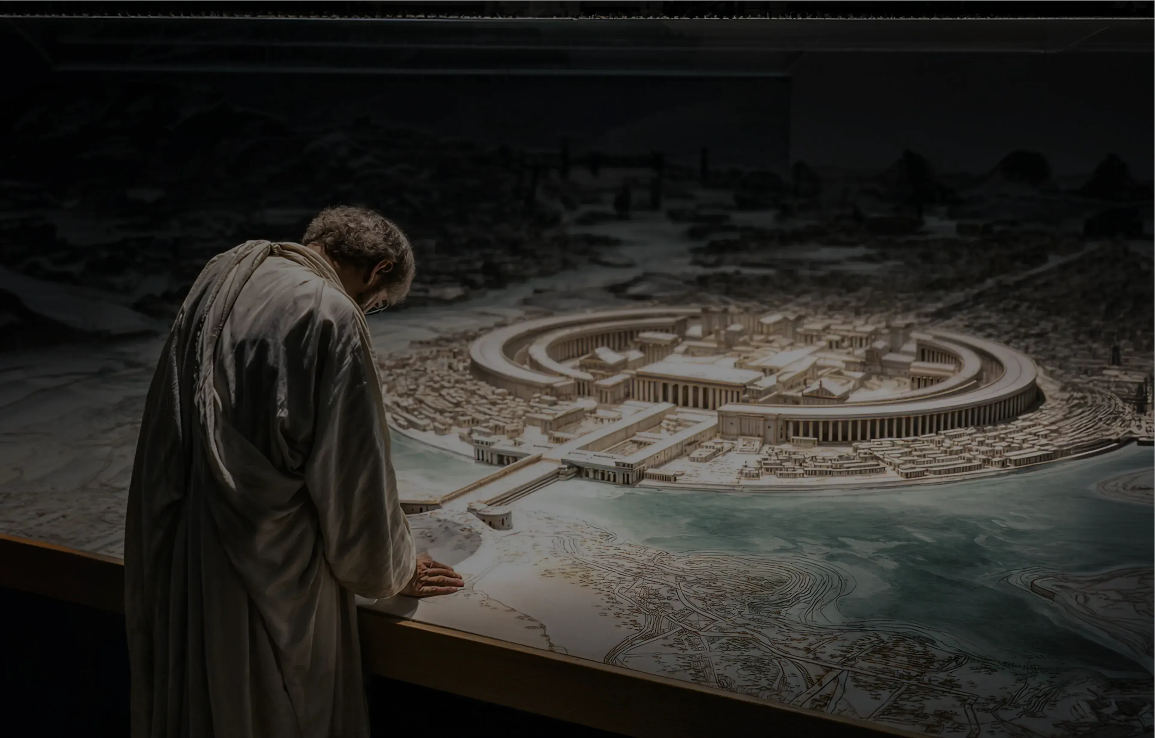 MVP development process concept with ancient architect planning product scope and city structure
