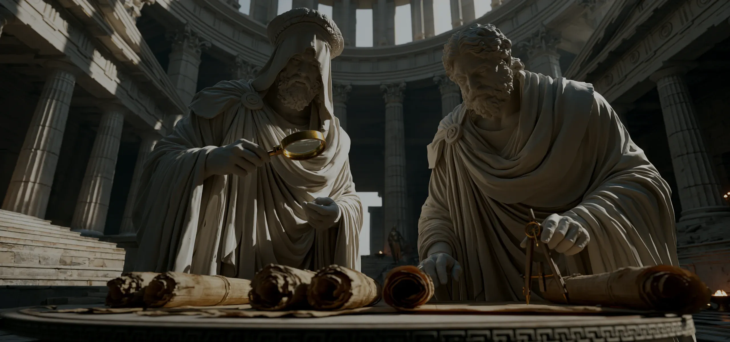 A split image of a Greek temple illustrating how UI UX consulting services transform a rough product into a structured, well-designed user experience and interface.