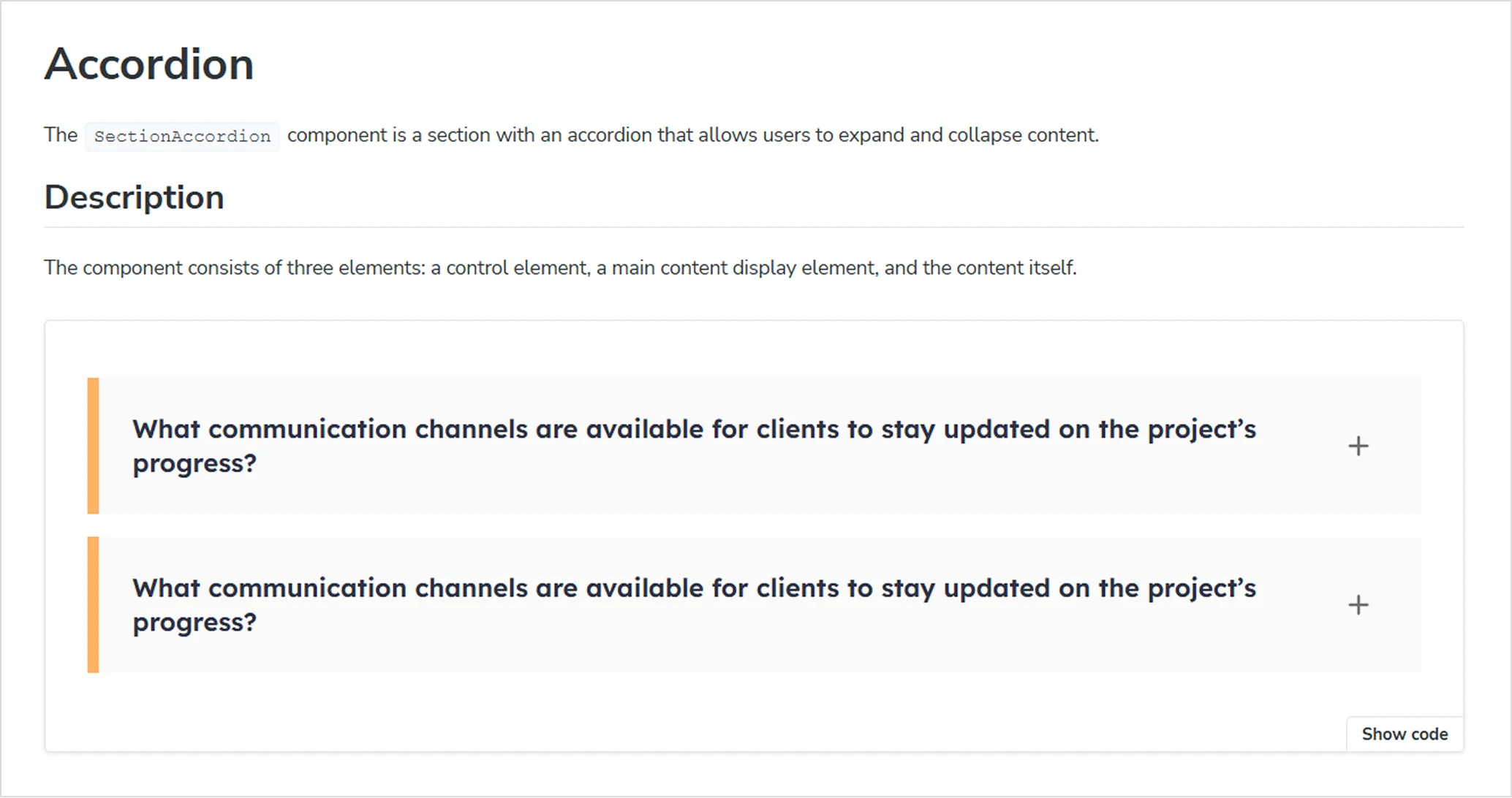 Example of StoryBook documentation