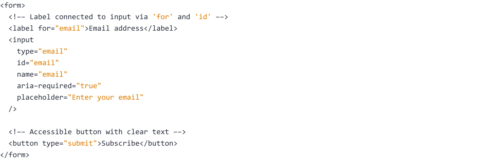 HTML accessibility markup